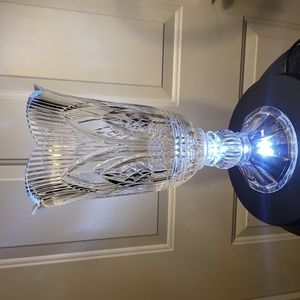 #1 Huge German Crystal Hurricane Vase Vintage 14"